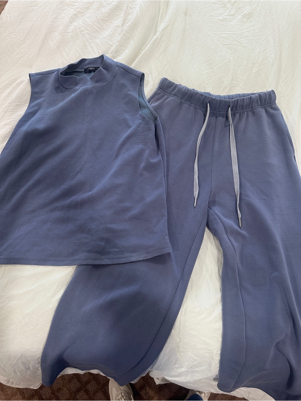 Women's Slate Blue Track Pants - Sleeveless Set